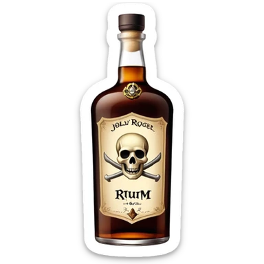 Bottle of rum with jolly roger  sticker