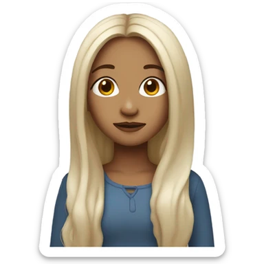 serene girl with long hair with nose ring  sticker