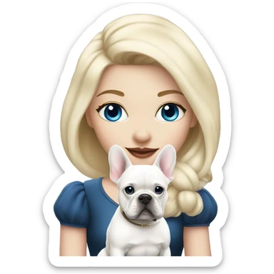 Princess blonde with blue eyes and white French bulldog  sticker