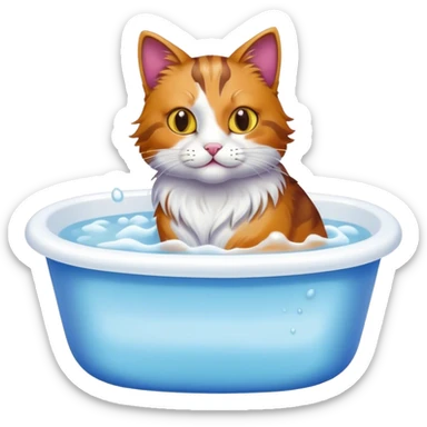 Cat taking a bath sticker