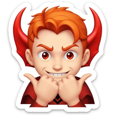 evil smirk, rubbing hands together looking devious  sticker