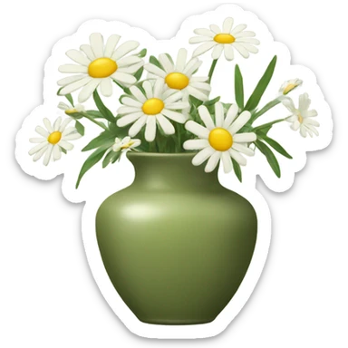olive green Vase with daisies sticker