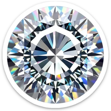 Make it 3D emoji style: add a silver jewelry setting to the round cut white diamond with subtle holographic glow sticker