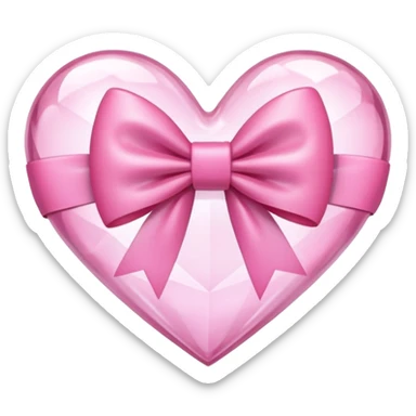 crystal clear heart with a pink bow and heart pattern on the bow sticker