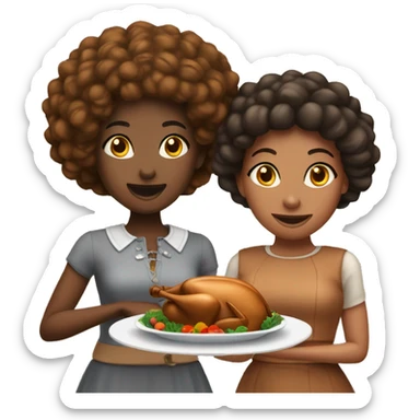 2 female african american bestfriends at thanksgiving  sticker