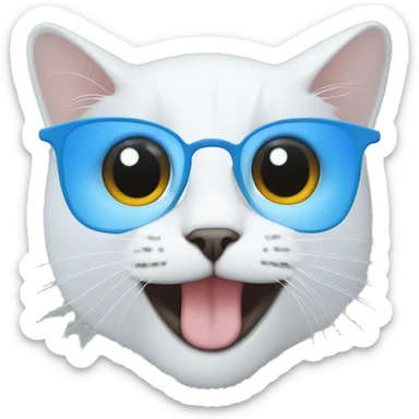 White cats black patch on eye with blue jersey on sticker