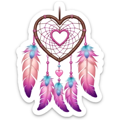 Pink ombre heart shaped dream catcher  sticker