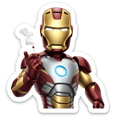 Ironman with a cigarette in his hand sticker