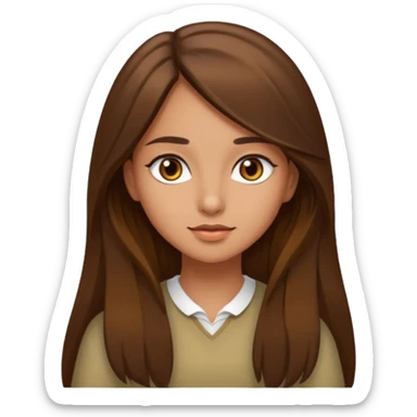 Girl with long brown hair and brown eyes with olive skin sticker