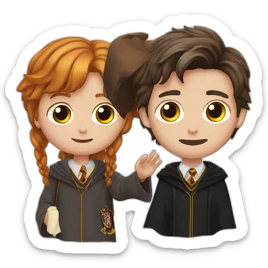 harry potter with ron weasley and hermoine granger sticker