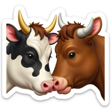 Cow and bull kissing  sticker