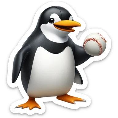 Penguin playing baseball sticker