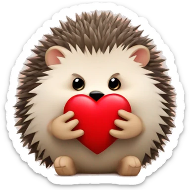 hedgehog holding a red heart sticker