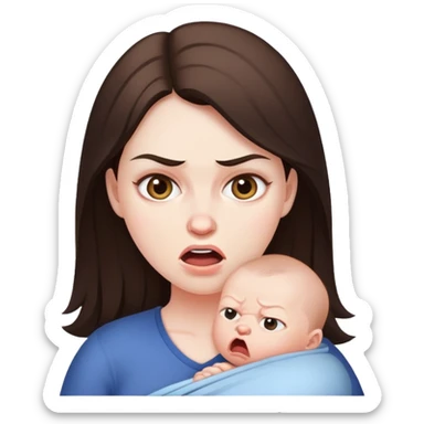 Depressed Brunette with Postpartum rage sticker
