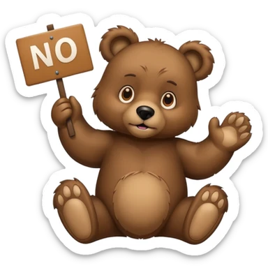 bear with sign in hand that says “no ai😢” sticker