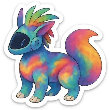 exotic tropical iridescent colorful nebula rainbow gradients cyber-Protogen-Fakémon-Pokémon sticker