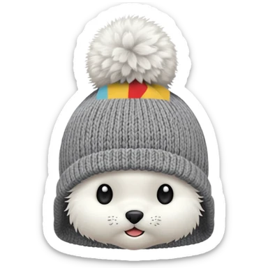 beanie with A fluffy pom-pom sticker