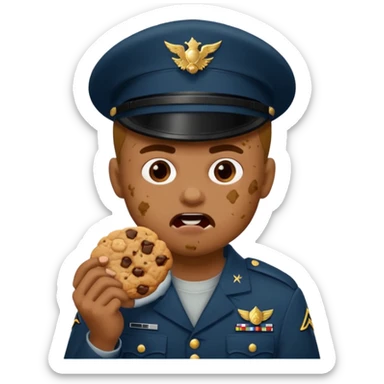 Militar mordiendo galleta sticker