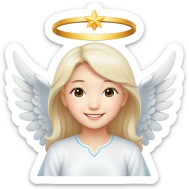 Cute Asian angel girl smiling sticker