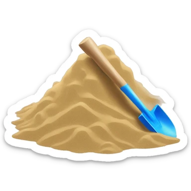 pile of sand with a shovel clabber  sticker