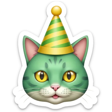 green cat full boy  with party hats sticker