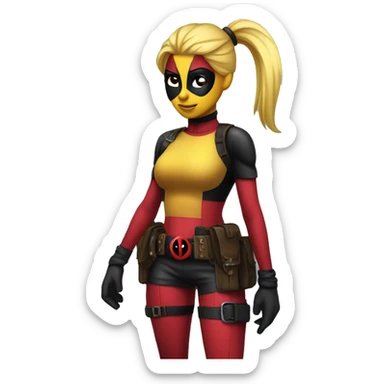 lady deadpool with a high yellow pony tail sticker