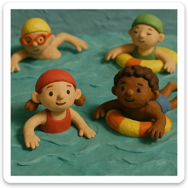 children swimming sticker