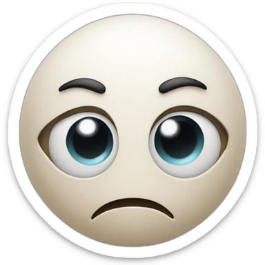 3d sphere with a cartoon wistful skin texture with big calm eyes sticker