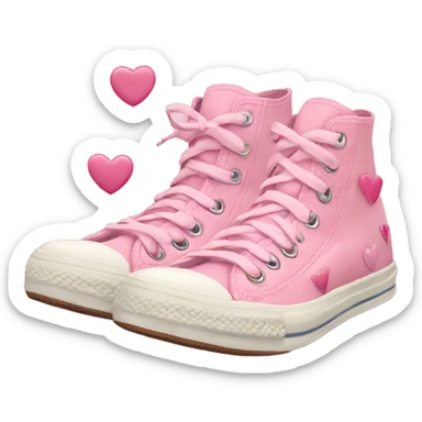 pink converse with pastel pink hearts patches  sticker