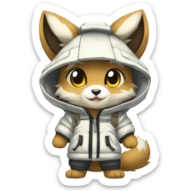 Kemono-style, Chibi, Anthro-Fur-Sona-Fakémon, techwear, Full Body sticker