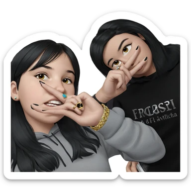 girl with black hair jewelry sticker
