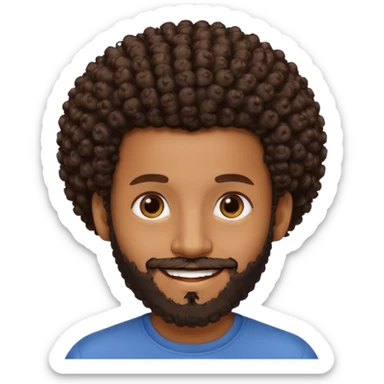 brown skin man with beard and a tiny curly  Afro fade with dark dark brown eyes  sticker