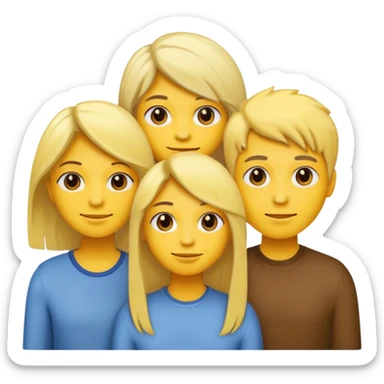 3 people, all yellow emoji skin color but different hair colors next to each other  sticker