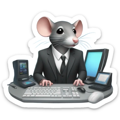 Rat in a suit hacking  sticker