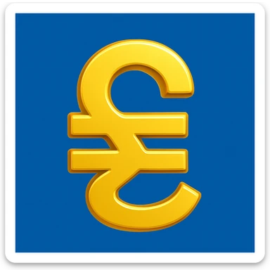 Ukrainian hryvnia currency symbol emoji, blue background sticker