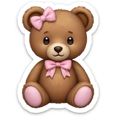 Teddy bear with light pink bow  sticker
