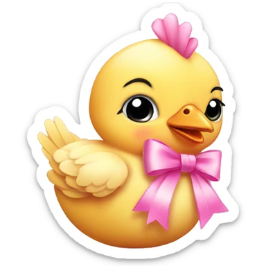 Baby chicken with pink bow sticker
