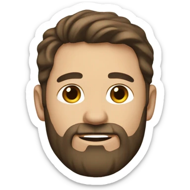 40 year old man with short brown hair and trimmed brown bear sticker