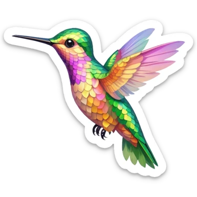 mostly peach pink plus yellow-green humming bird sticker