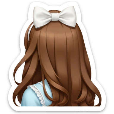 Brown long hairs with white bow from the back sticker