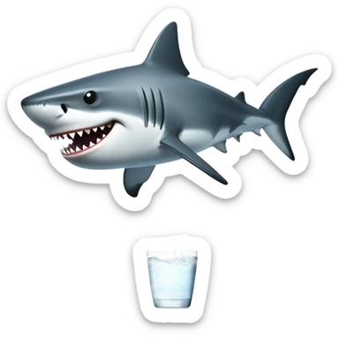 Shark taking a poop while drinking water sticker