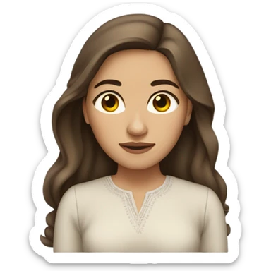 neutral light skinned Mexican young woman with long brown hair, brown eyes and small nose  sticker