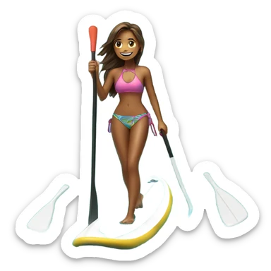 Girl paddle boarding in bora bora sticker