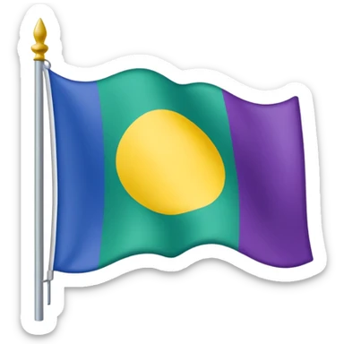 Bandera color azul amarillo morado y verde, seccionada en 4 partes iguales sticker