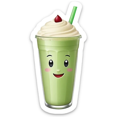 un vaso de batido animado, de caricatura, con tapa y pitillo, que tenga brazos y piernas, cara tierna y que inspire confianza y amabilidad sticker