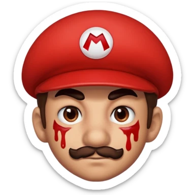 mario a lot of blood on his left eye sticker