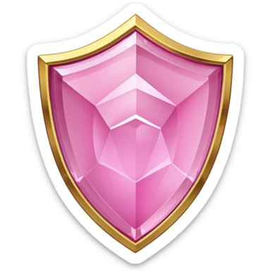 Pink crystal shield golden border sticker