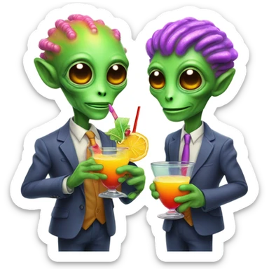 Gay aliens hold cocktails sticker