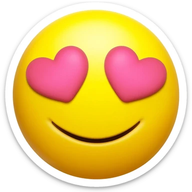 Yellow smiley face with pink heart eyes sticker