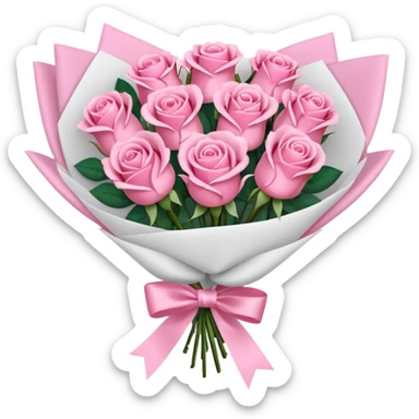 bouquet of pink roses beyaz paketli sticker